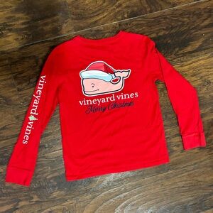Vineyard Vines Kids Red Santa Whale Long Sleeve Tee